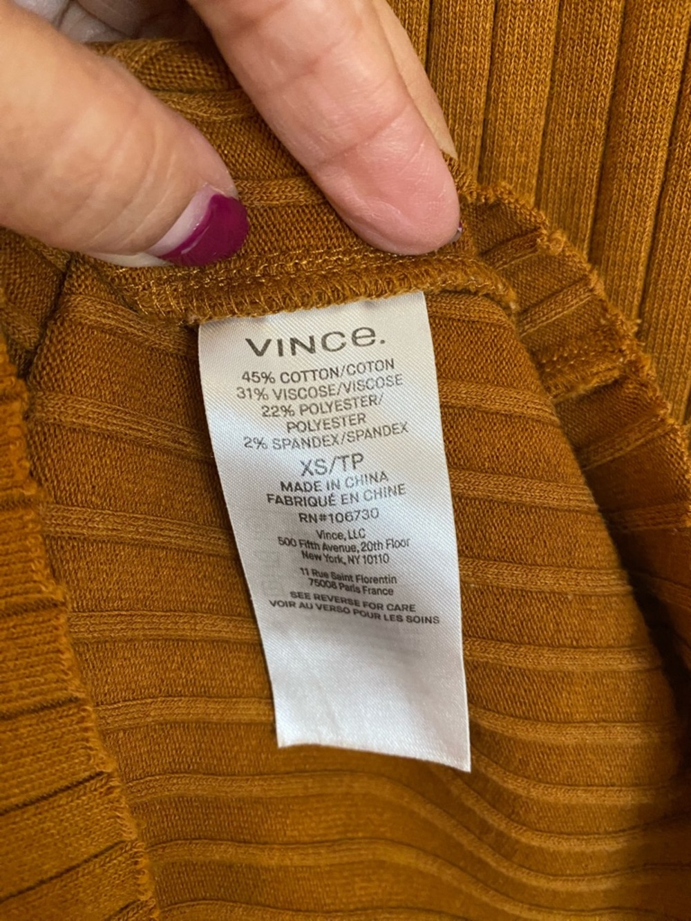Vince Ribbed Racerback Maxi Dress - Rust Brown XS cotton blend - Picture 6 of 9
